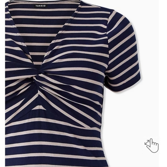 Torrid navy striped twist ruched stretch ribbed dress 2 plus size - Picture 5 of 6